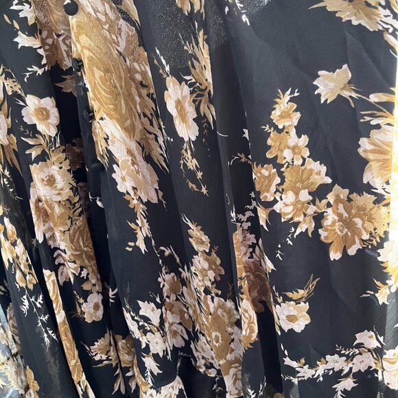 ASOS DESIGN Black Floral Chiffon Ruffle Mini Dress – Size 6 - Picture 4 of 6